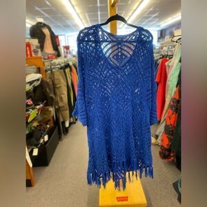 Catherines 3X Blue Knit Coverup Sweater 143